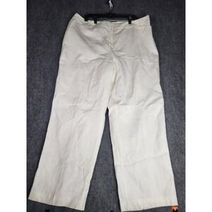 Est. 1946 Classic Trouser Wide Leg Dress‎ Pants Career Linen White Plus Sz 22W